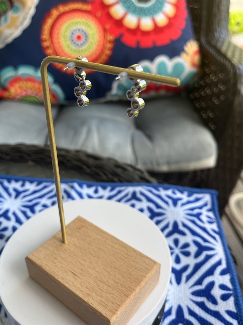 Lia Sophia Iridescent Hoop Drop Earrings with Blue and Green Accents - Picture 5 of 5